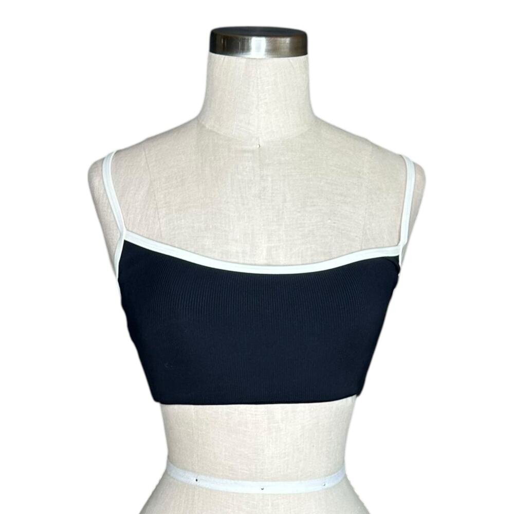 LSPACE L*Space Black Cream Contrast Trim Swimsuit Top Women's Size Small Adalyn